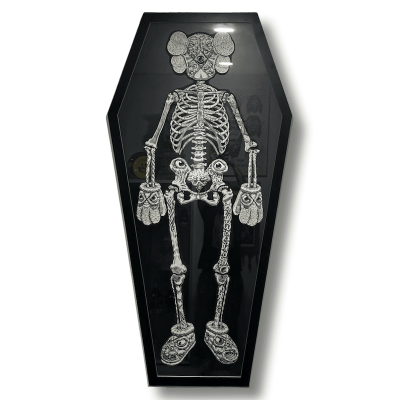 Companion Skeleton 4 Feet Custome Framed by Kaws x Mark Dean Veca (2008) | Monkey Paw México