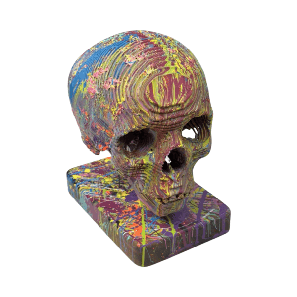 Multicolor Skull 8" Sculpture By Jape Art 02 | Monkey Paw Mexico