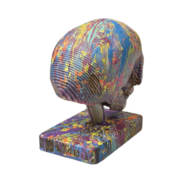 Multicolor Skull 8" Sculpture By Jape Art 04 | Monkey Paw Mexico