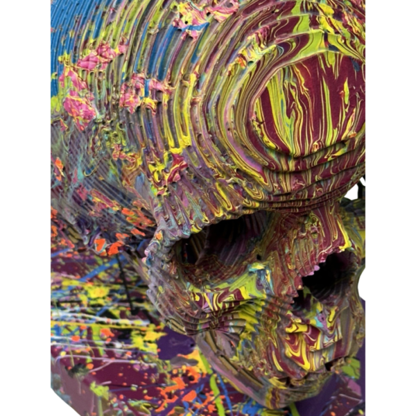 Multicolor Skull 8" Sculpture By Jape Art 05 | Monkey Paw Mexico