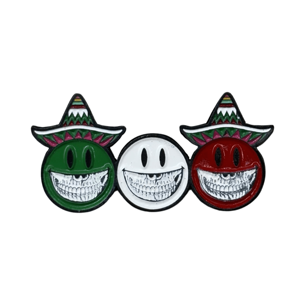 Smile Grin Mexican Flag 1.5" Pin By Ron English 01 Monkey Paw Mexico