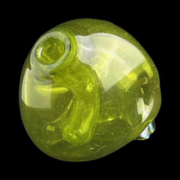 Skull Lime Green Gem Eye Stardust UV Over With Opal Teeht 6" Rig By Carsten Glass 04 Monkey Paw Mexico