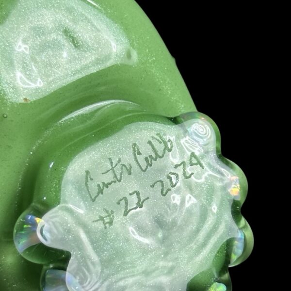 Skull Royal Jelly Green With Opal Teeht 2" Rig By Carsten Glass 05 Monkey Paw Mexico