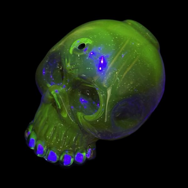 Skull Yellow Dream UV Over With Opal Teeht 6" Rig By Carsten Glass 07 Monkey Paw Mexico