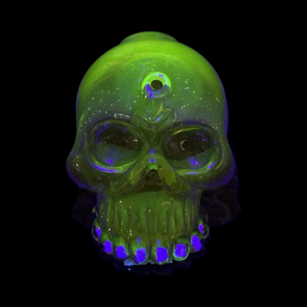 Skull Yellow Dream UV Over With Opal Teeht 6" Rig By Carsten Glass 06 Monkey Paw Mexico