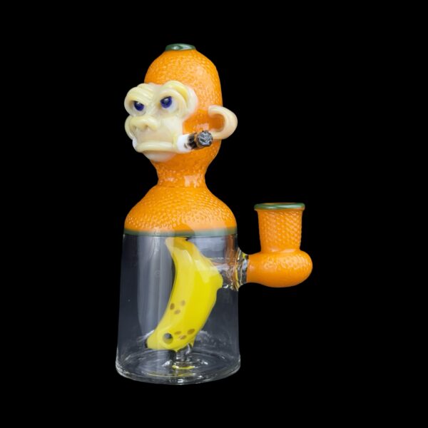 Smoke Chimp Orange Edition 6.5" Rig By The Glass Fish (Complete Set) 02 | Monkey Paw Mexico