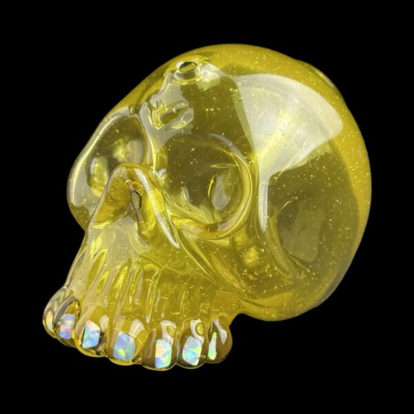 Skull Yellow Dream UV Over With Opal Teeht 6" Rig By Carsten Glass 03 Monkey Paw Mexico