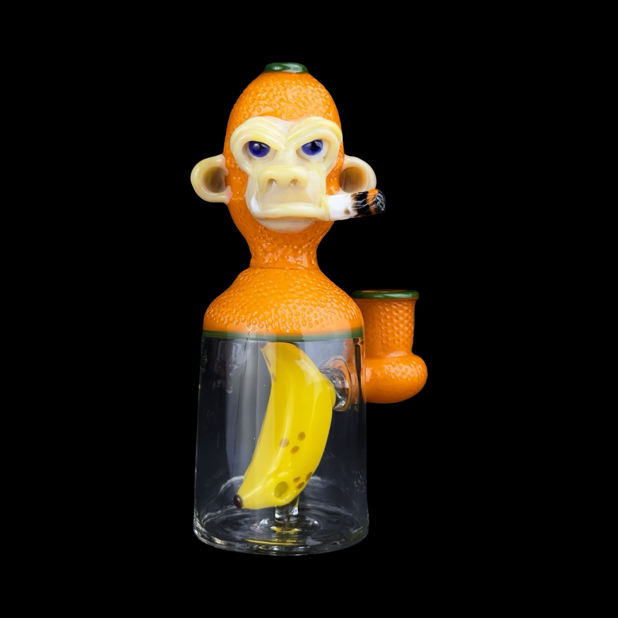 Smoke Chimp Orange Edition 6.5" Rig By The Glass Fish (Complete Set) 01 | Monkey Paw Mexico