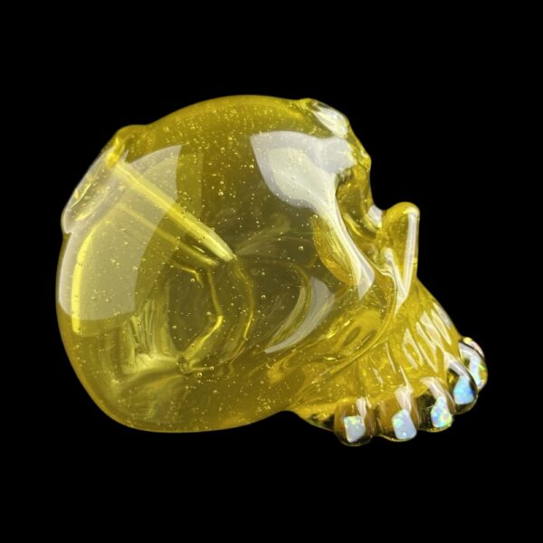 Skull Yellow Dream UV Over With Opal Teeht 6" Rig By Carsten Glass 02 Monkey Paw Mexico