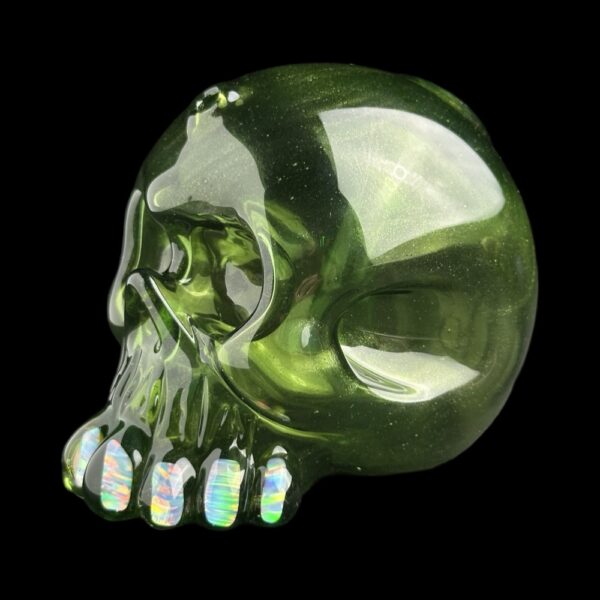 Skull Green Stardust UV Over With Opal Teeht 6" Rig By Carsten Glass 03 Monkey Paw Mexico
