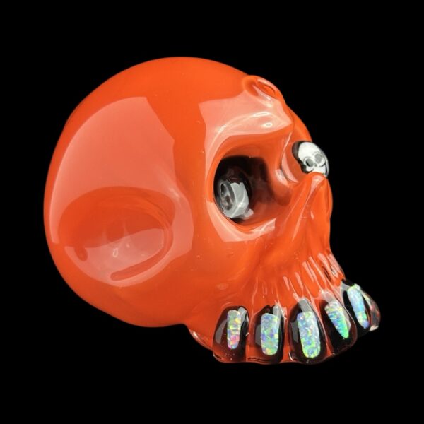 Skull Orange Crayon Eye Milli With Opal Teeht 6" Rig By Carsten Glass 03 Monkey Paw Mexico