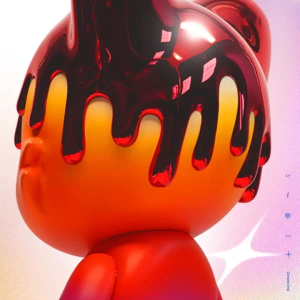 Rainbow Red Chrome Drip 15" Figure by Janky