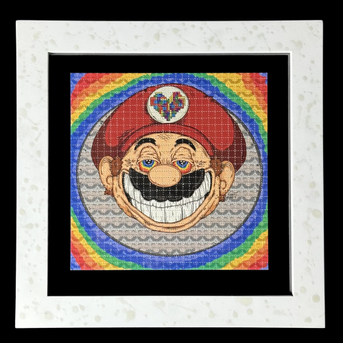 Acid Mario 30x30 cm Framed Print By Vincent Gordon 01 | Monkey Paw Mexico