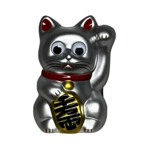 Lucky Cat Silver 5″ Figure by leeeeeetoy 1 | Monkey Paw Mexico