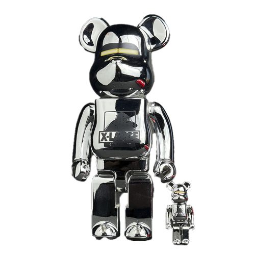 Sexy Robot Silver Bearbrick 400% & 100% figure by Sorayama | Monkey Paw Mexico