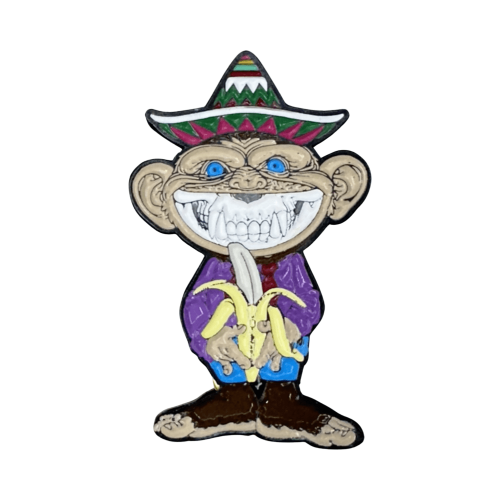 Mexican Monkey Shiny Flag 1.5" Pin By Ron English 01| Monkey Paw Mexico